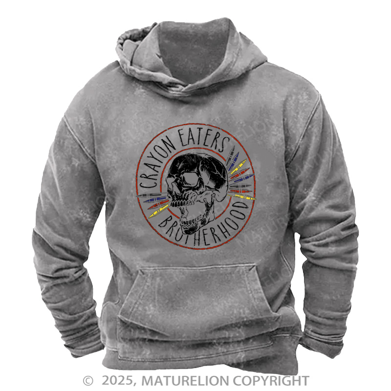 Maturelion Men's Hoodie Crayon Eaters Brotherhood Washed Hoodie