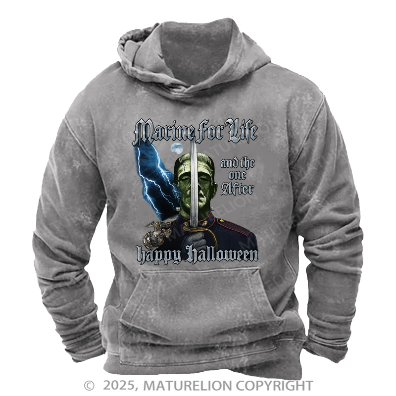 Maturelion Men's Hoodie HALLOWEEN Washed Hoodie