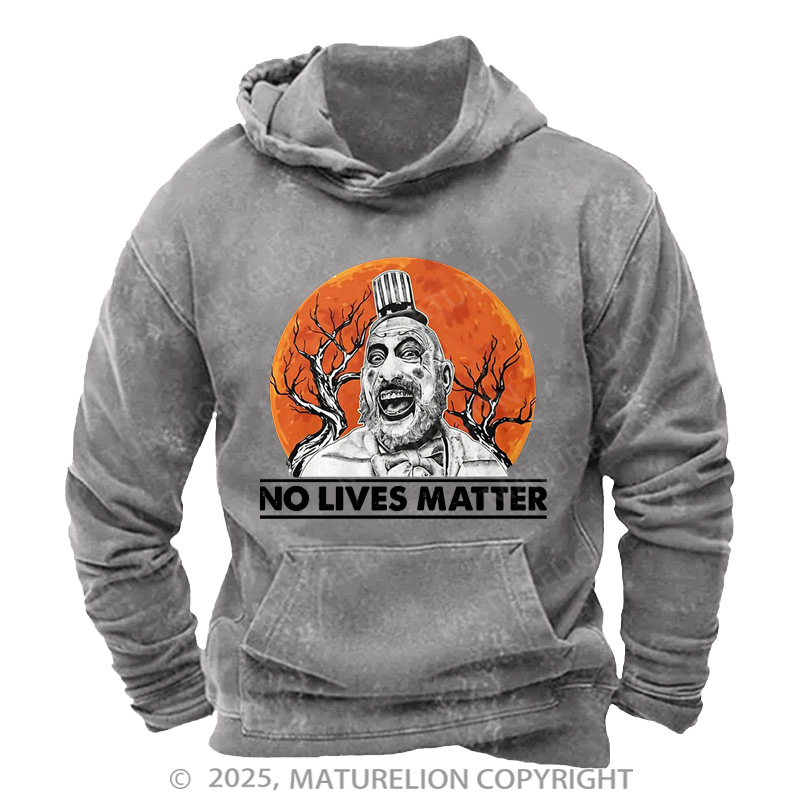 Maturelion Men's Hoodie No Lives Matter Washed Hoodie
