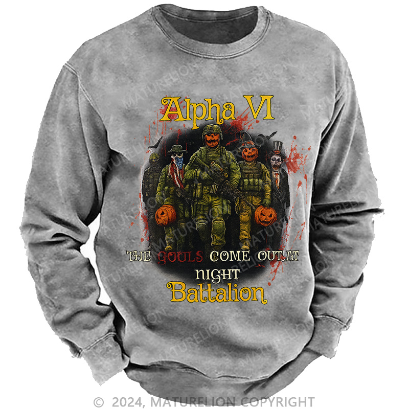 Maturelion Men's Sweatshirt Ghouls Come Out Washed Sweatshirts