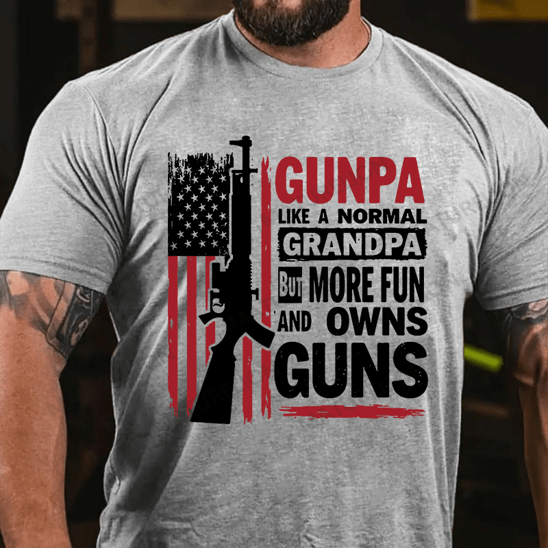 Maturelion Men's T-shirt Gunpa Like A Normal Grandpa But More Fun and Owns Gun Gildan 64000 Cotton T-shirt