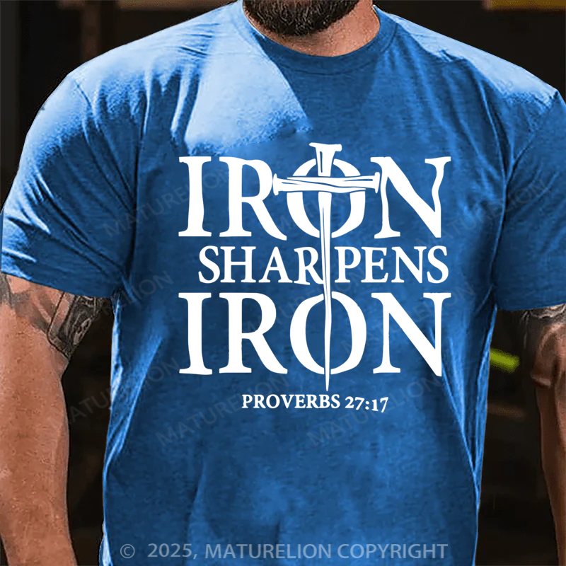 Maturelion Men's T-shirt Iron Sharpens Iron Cotton T-shirt