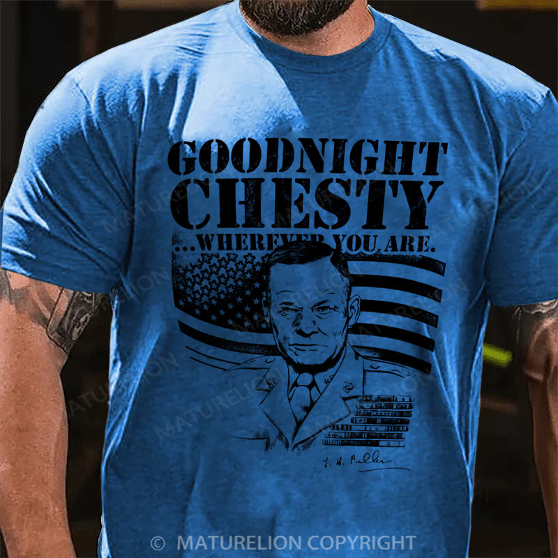 Maturelion Men's T-shirt Goodnight Chesty Cotton T-shirt