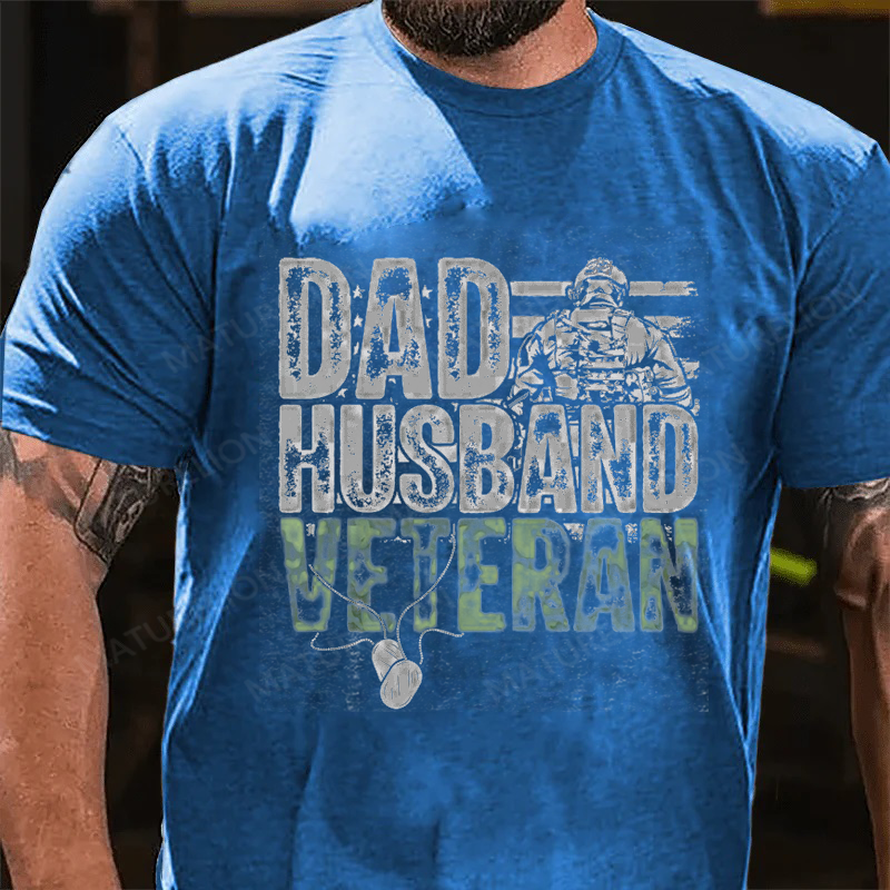 Maturelion Men's T-Shirt Dad Husband Veteran Cotton T-Shirt