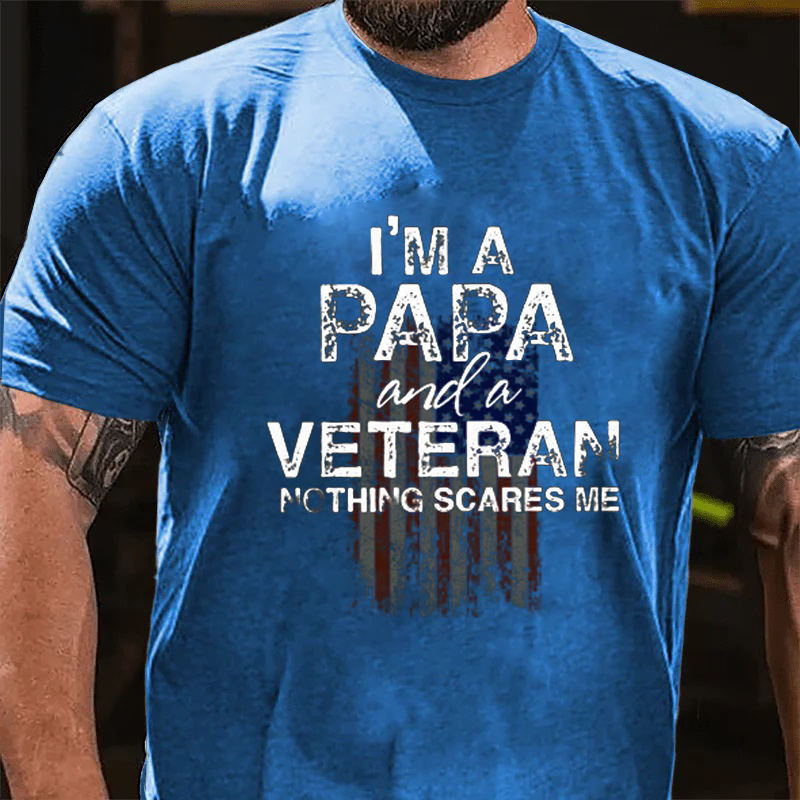 Maturelion Men's T-Shirt Gifts For Papa Veteran Cotton T-Shirt