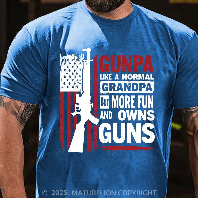 Maturelion Men's T-shirt Gunpa Like A Normal Grandpa But More Fun and Owns Gun Gildan 64000 Cotton T-shirt