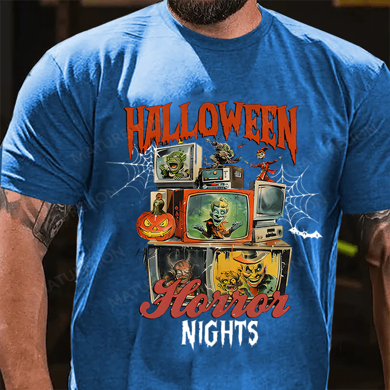Maturelion Men's T-Shirt Halloween Horror Nights Cotton T-Shirt
