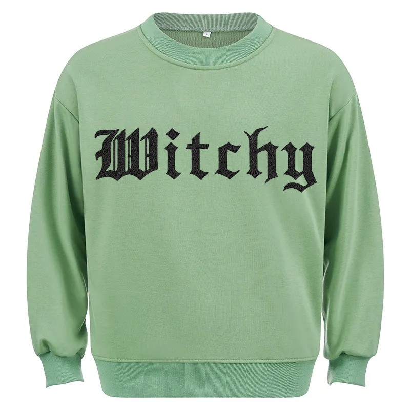 Maturelion Witchy Halloween Sweatshirt Cotton Sweatshirt