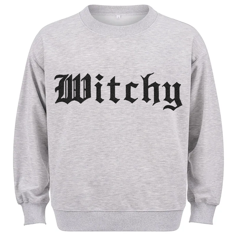 Maturelion Witchy Halloween Sweatshirt Cotton Sweatshirt