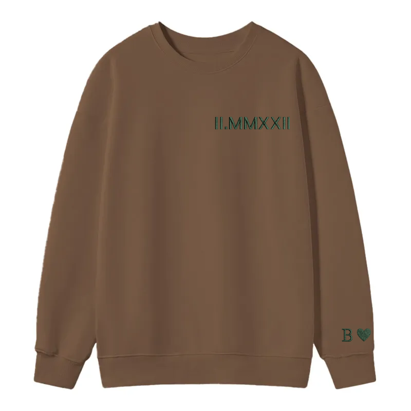 Maturelion Custom embroidered Roman numeral hoodie with Initial on Sleeve Cotton Sweatshirt