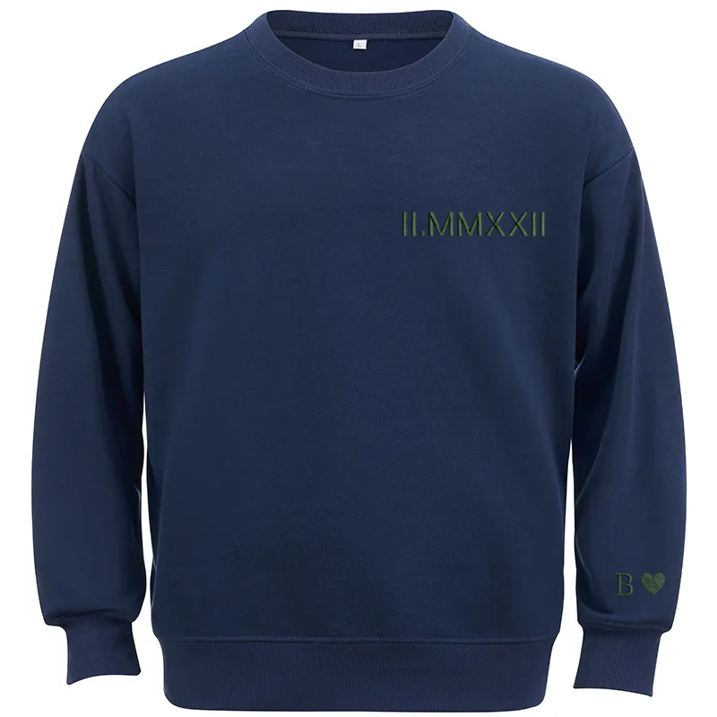 Maturelion Custom embroidered Roman numeral hoodie with Initial on Sleeve Cotton Sweatshirt