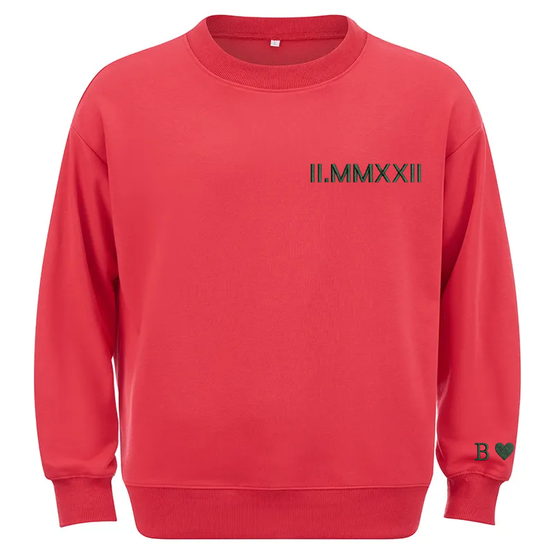 Maturelion Custom embroidered Roman numeral hoodie with Initial on Sleeve Cotton Sweatshirt