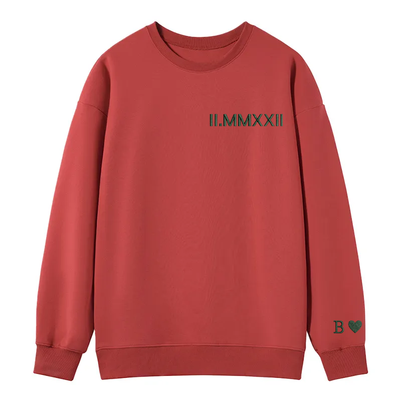 Maturelion Custom embroidered Roman numeral hoodie with Initial on Sleeve Cotton Sweatshirt