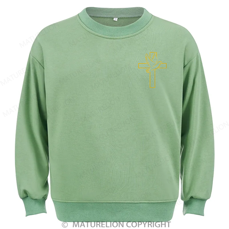 Maturelion Dove And Cross Embroidery Christmas Cotton Sweatshirt
