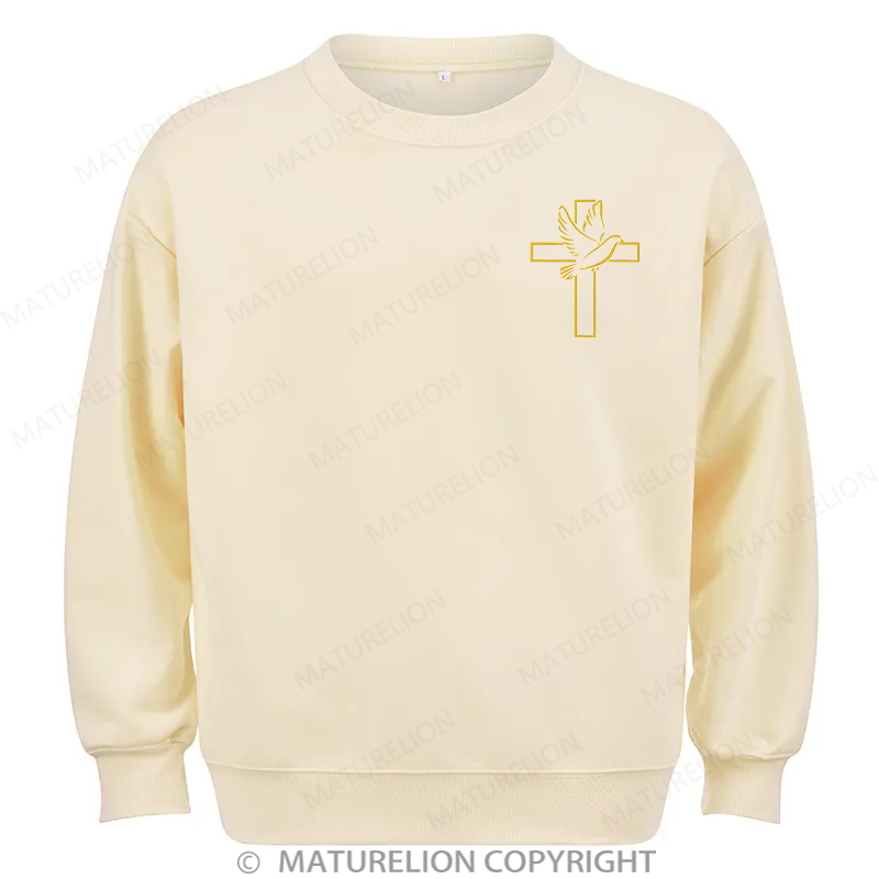 Maturelion Dove And Cross Embroidery Christmas Cotton Sweatshirt