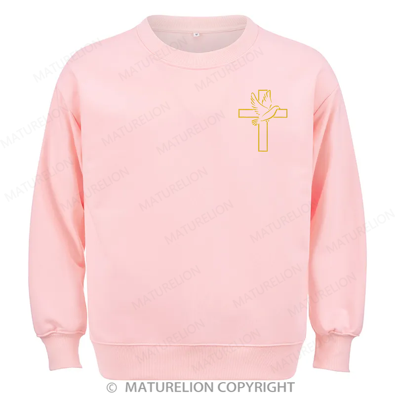 Maturelion Dove And Cross Embroidery Christmas Cotton Sweatshirt