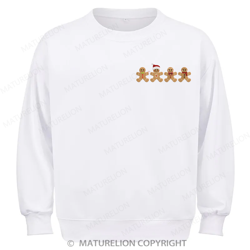 Maturelion Gingerbread Border Embroidery Christmas Cotton Sweatshirt