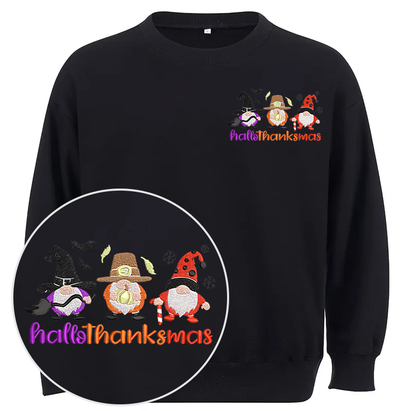 Maturelion Hallothankmas Embroidery  Christmas Cotton Sweatshirt