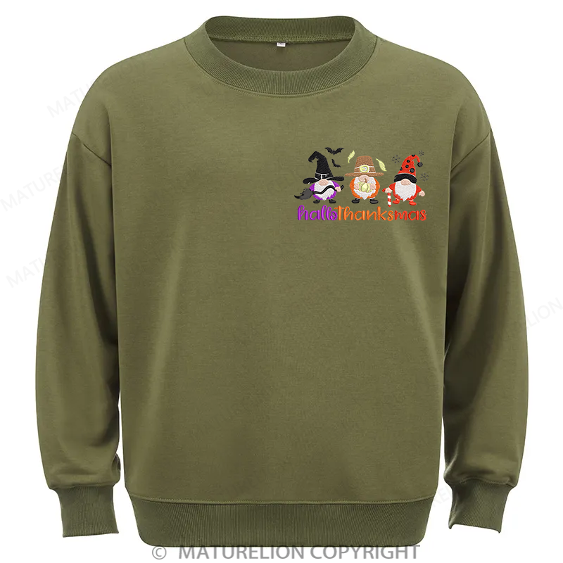 Maturelion Hallothankmas Embroidery  Christmas Cotton Sweatshirt
