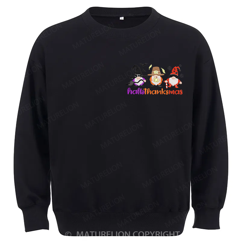 Maturelion Hallothankmas Embroidery  Christmas Cotton Sweatshirt