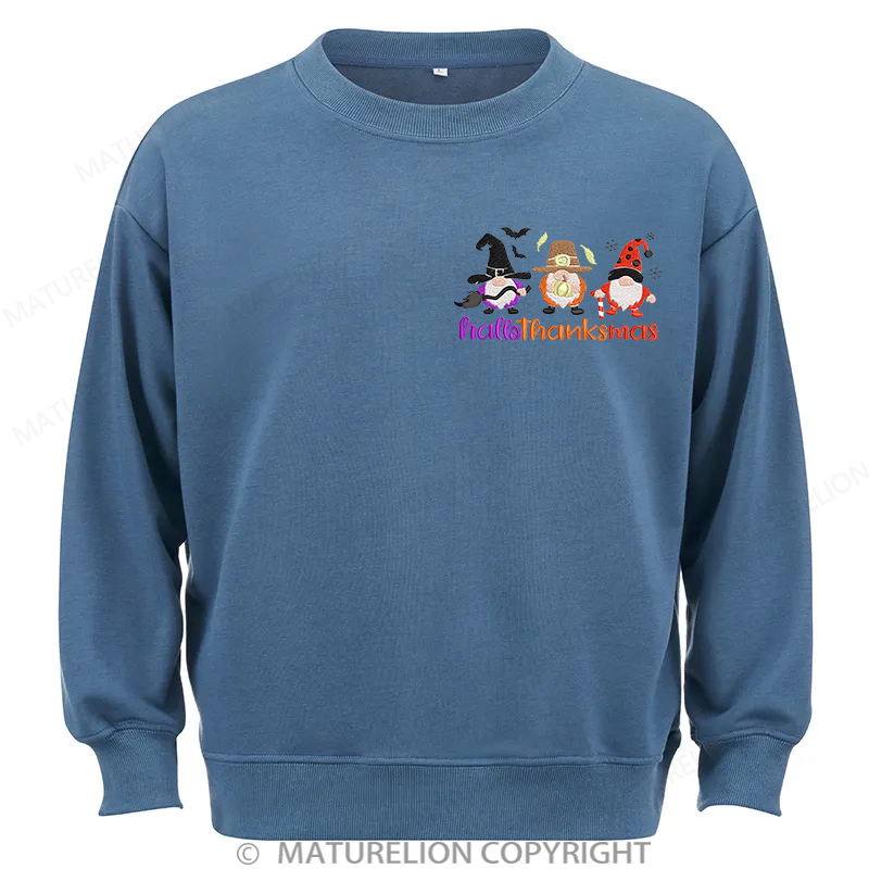 Maturelion Hallothankmas Embroidery  Christmas Cotton Sweatshirt