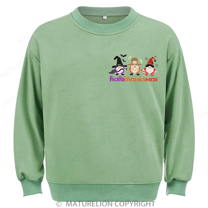 Maturelion Hallothankmas Embroidery  Christmas Cotton Sweatshirt