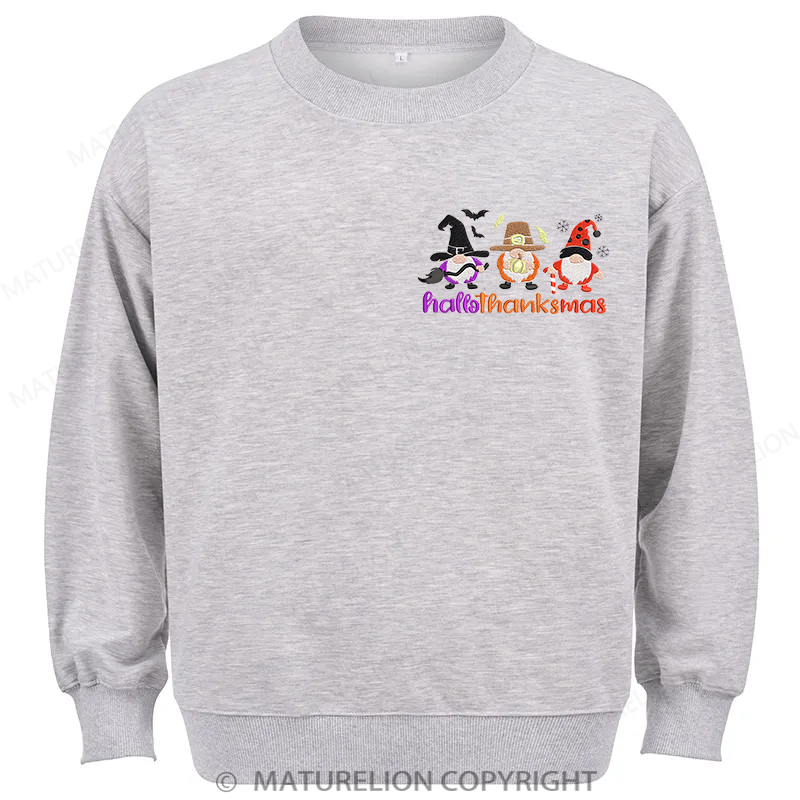 Maturelion Hallothankmas Embroidery  Christmas Cotton Sweatshirt