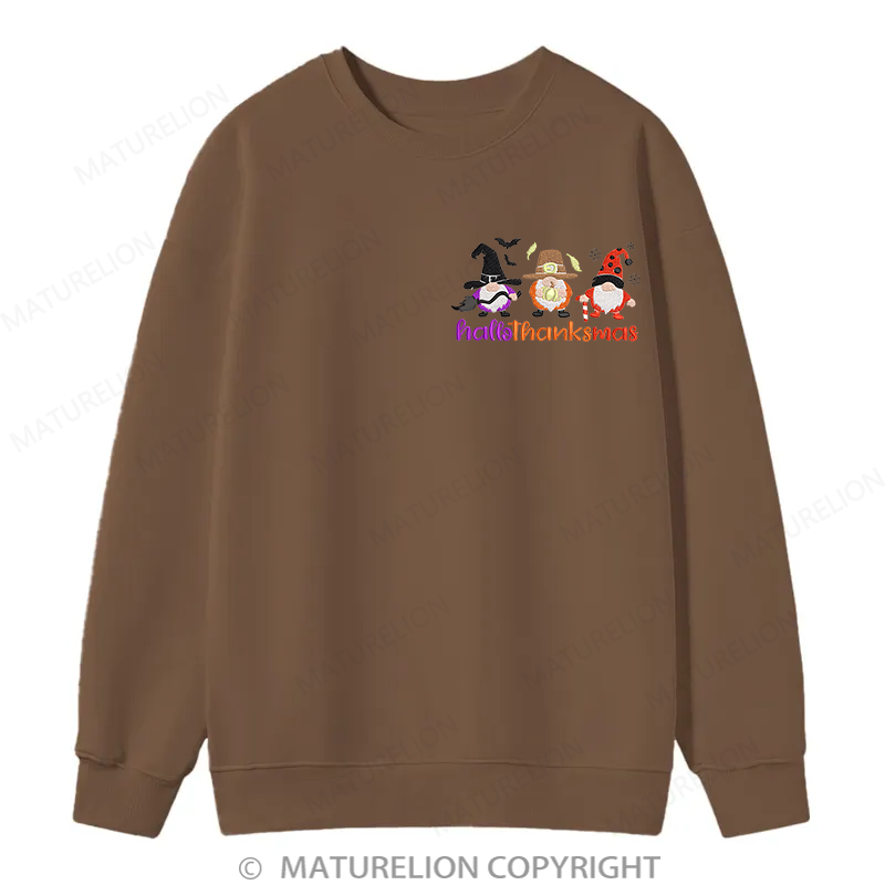 Maturelion Hallothankmas Embroidery  Christmas Cotton Sweatshirt