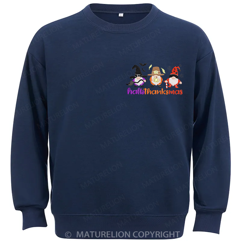Maturelion Hallothankmas Embroidery  Christmas Cotton Sweatshirt