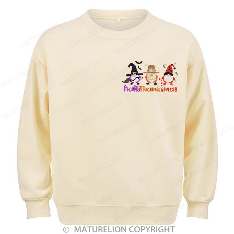 Maturelion Hallothankmas Embroidery  Christmas Cotton Sweatshirt