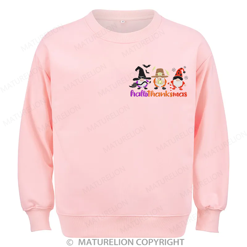 Maturelion Hallothankmas Embroidery  Christmas Cotton Sweatshirt