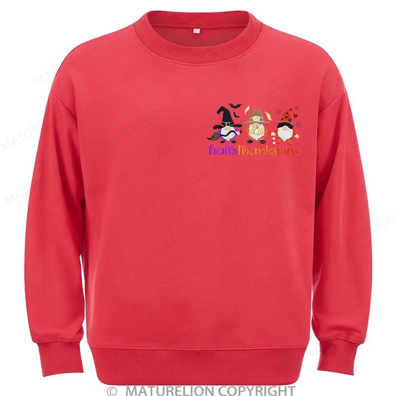 Maturelion Hallothankmas Embroidery  Christmas Cotton Sweatshirt