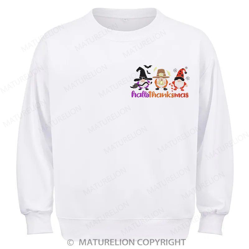 Maturelion Hallothankmas Embroidery  Christmas Cotton Sweatshirt