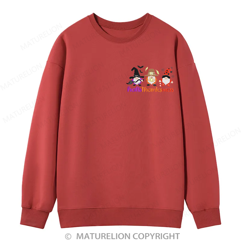 Maturelion Hallothankmas Embroidery  Christmas Cotton Sweatshirt