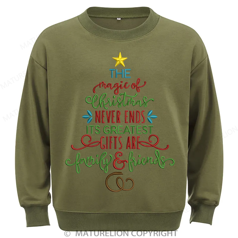 Maturelion Magic Of Christmas Embroidery Christmas Cotton Sweatshirt