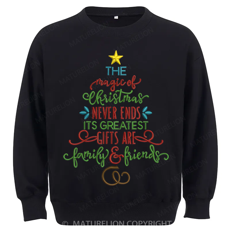Maturelion Magic Of Christmas Embroidery Christmas Cotton Sweatshirt