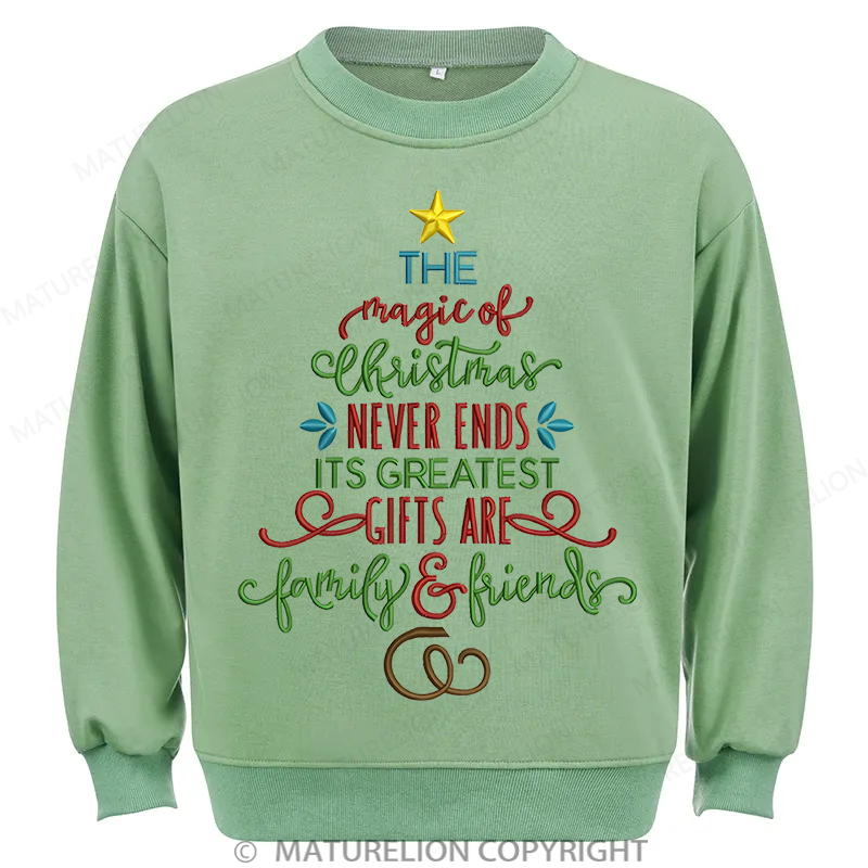 Maturelion Magic Of Christmas Embroidery Christmas Cotton Sweatshirt