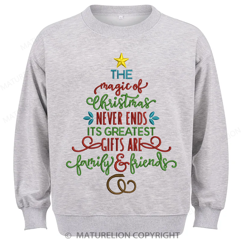 Maturelion Magic Of Christmas Embroidery Christmas Cotton Sweatshirt