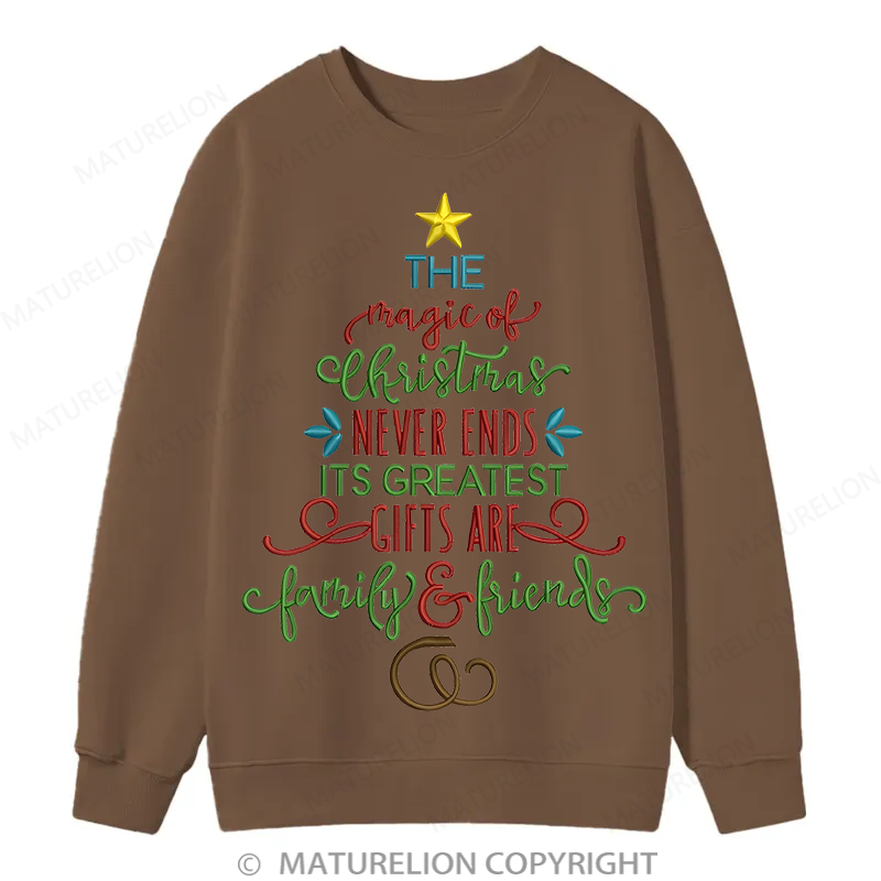 Maturelion Magic Of Christmas Embroidery Christmas Cotton Sweatshirt