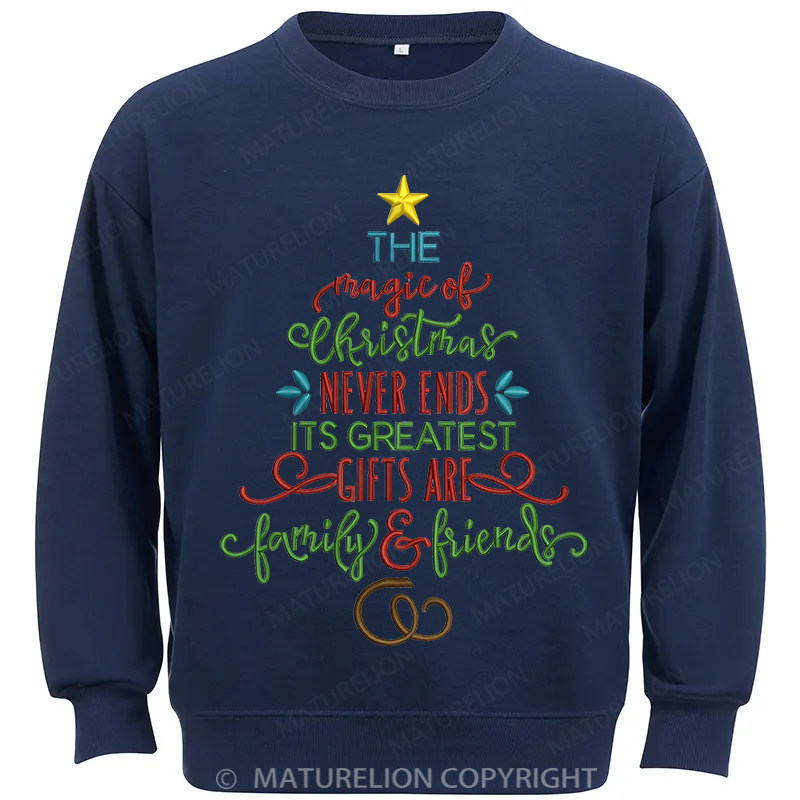 Maturelion Magic Of Christmas Embroidery Christmas Cotton Sweatshirt