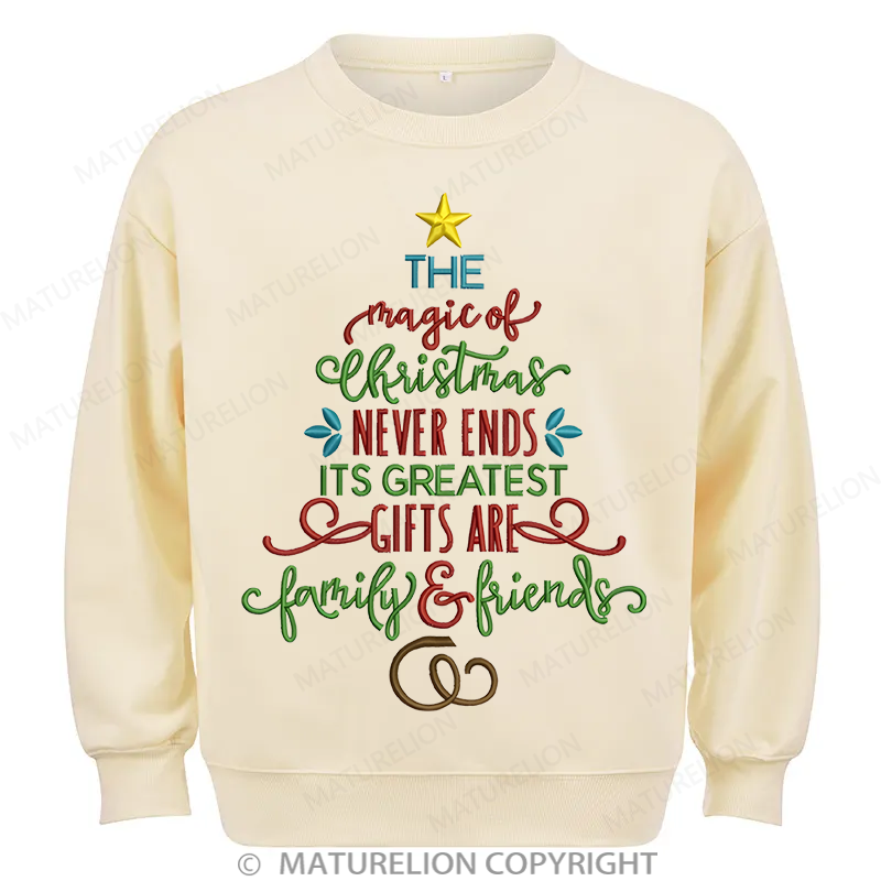 Maturelion Magic Of Christmas Embroidery Christmas Cotton Sweatshirt