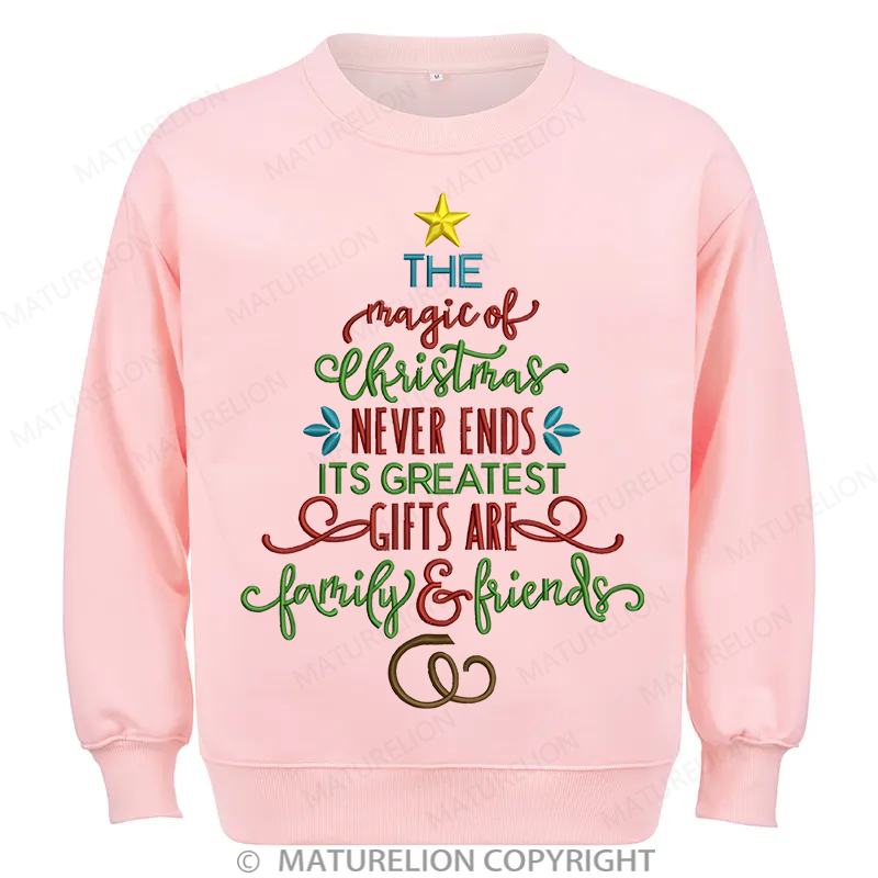 Maturelion Magic Of Christmas Embroidery Christmas Cotton Sweatshirt