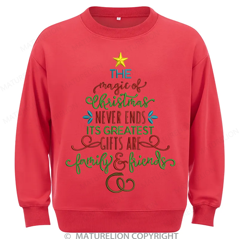 Maturelion Magic Of Christmas Embroidery Christmas Cotton Sweatshirt
