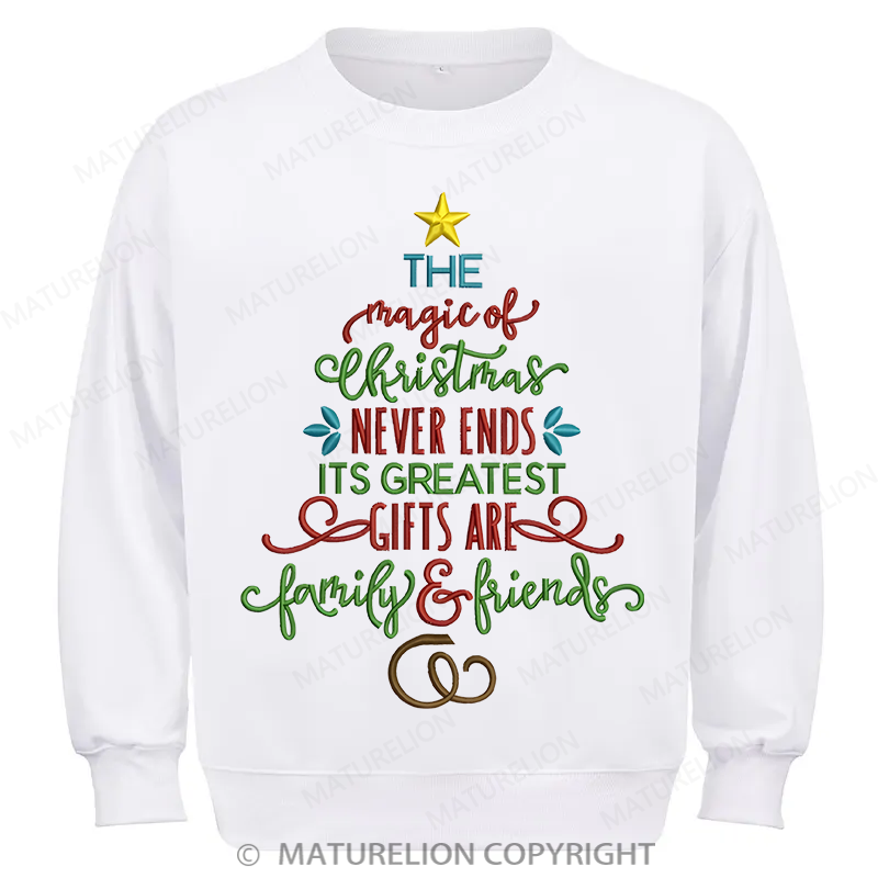 Maturelion Magic Of Christmas Embroidery Christmas Cotton Sweatshirt
