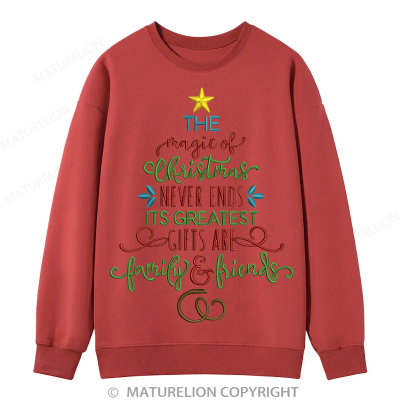 Maturelion Magic Of Christmas Embroidery Christmas Cotton Sweatshirt