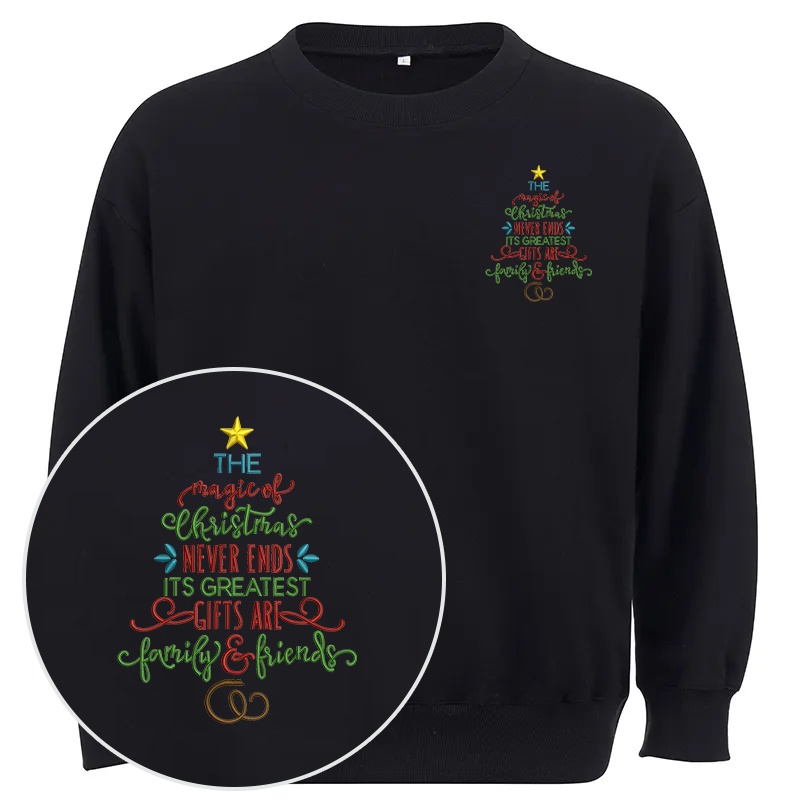 Maturelion Magic Of Christmas Embroidery Christmas Cotton Sweatshirt