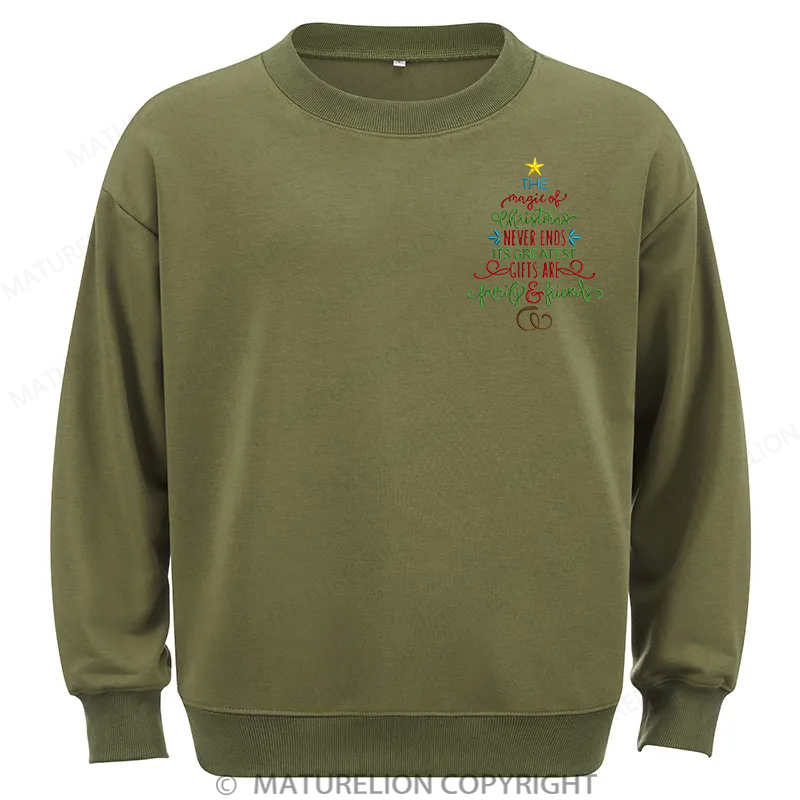 Maturelion Magic Of Christmas Embroidery Christmas Cotton Sweatshirt