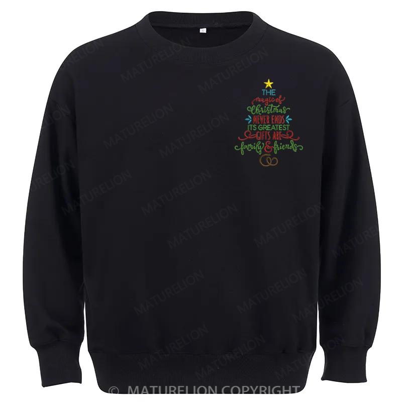 Maturelion Magic Of Christmas Embroidery Christmas Cotton Sweatshirt