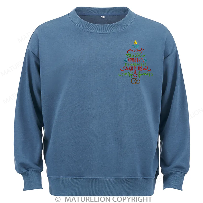 Maturelion Magic Of Christmas Embroidery Christmas Cotton Sweatshirt