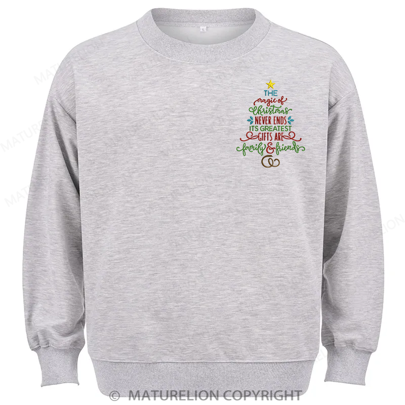 Maturelion Magic Of Christmas Embroidery Christmas Cotton Sweatshirt